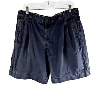 Eddie Bauer Mens‎ Shorts Size 36 Blue 100% Cotton Pleated Chino